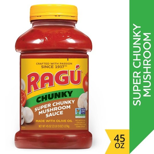 Ragu Chunky Super Chunky Mushroom Pasta Sauce with Hearty Mushrooms, Diced Tomatoes, 45 oz