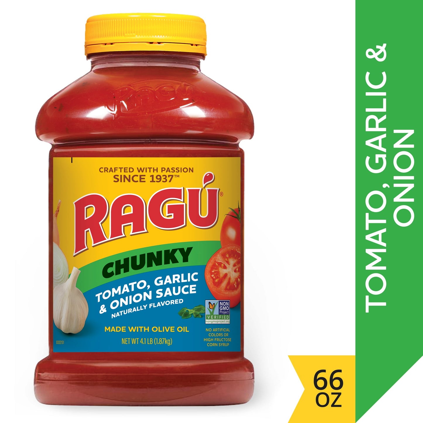 Ragu Chunky Tomato, Garlic and Onion Pasta Sauce, Made with Olive Oil, Diced Tomatoes, Delicious Garlic and Onions, 66 oz