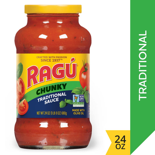 Ragu Chunky Traditional Pasta Sauce with Diced Tomatoes and Basil, 24 oz