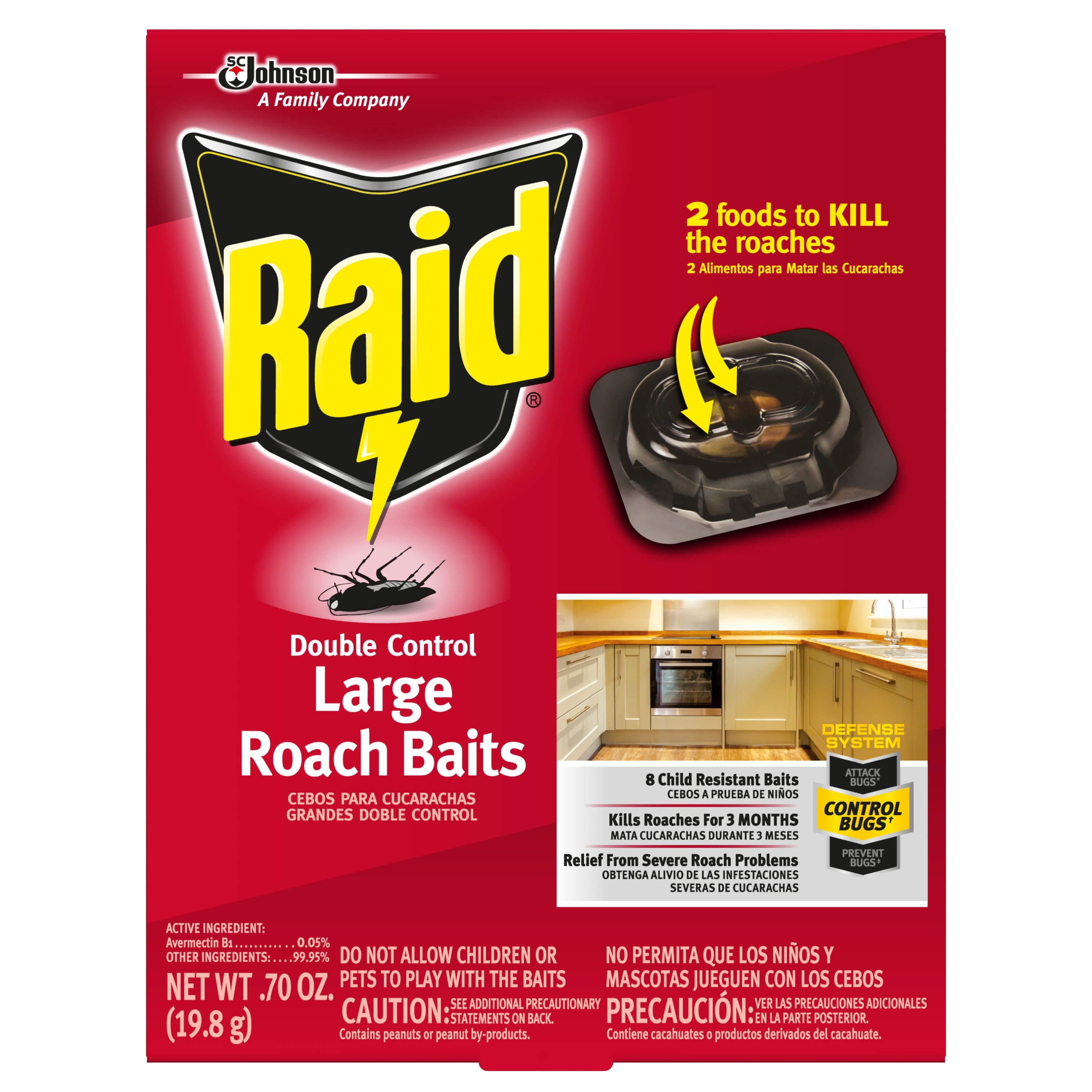 Raid® Double Control Large Roach Baits, Kills Cockroaches and Bugs, 8 ...