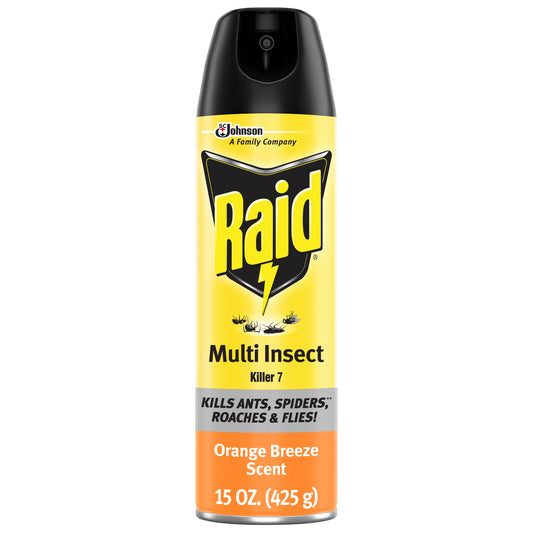 Raid Multi Insect Killer 7, Bug Killer Spray, Orange Breeze Scent, 15 oz