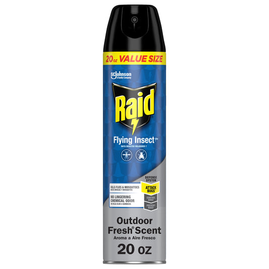 Raid Outdoor Defense System Flying Insect Killer Spray Value Size, 20 oz