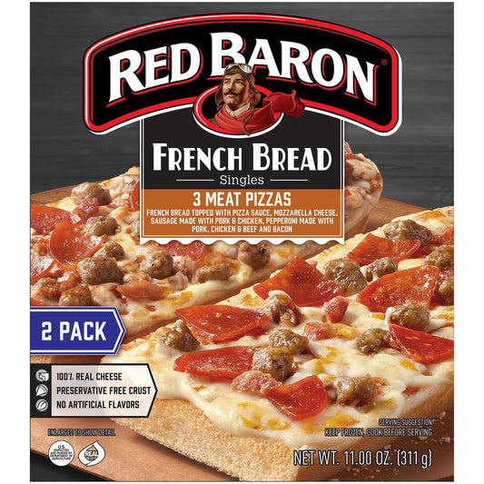 Red Baron French Bread Three Meat Frozen Pizza 2 Count 11 oz