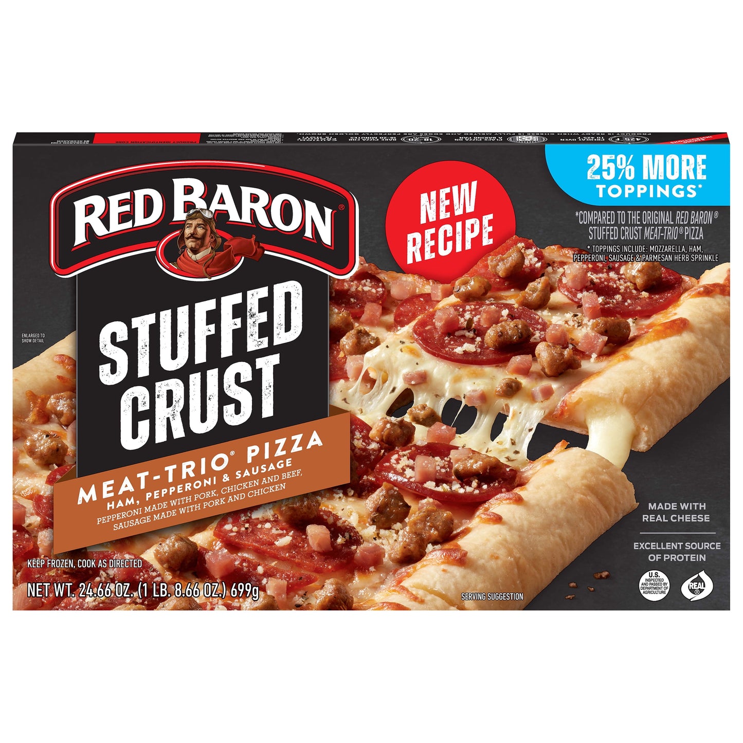 Red Baron Stuffed Crust Meat Trio Frozen Pizza 24.6oz