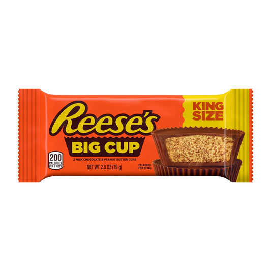 Reese's Big Cup Milk Chocolate King Size Peanut Butter Cups Candy, Pack 2.8 oz