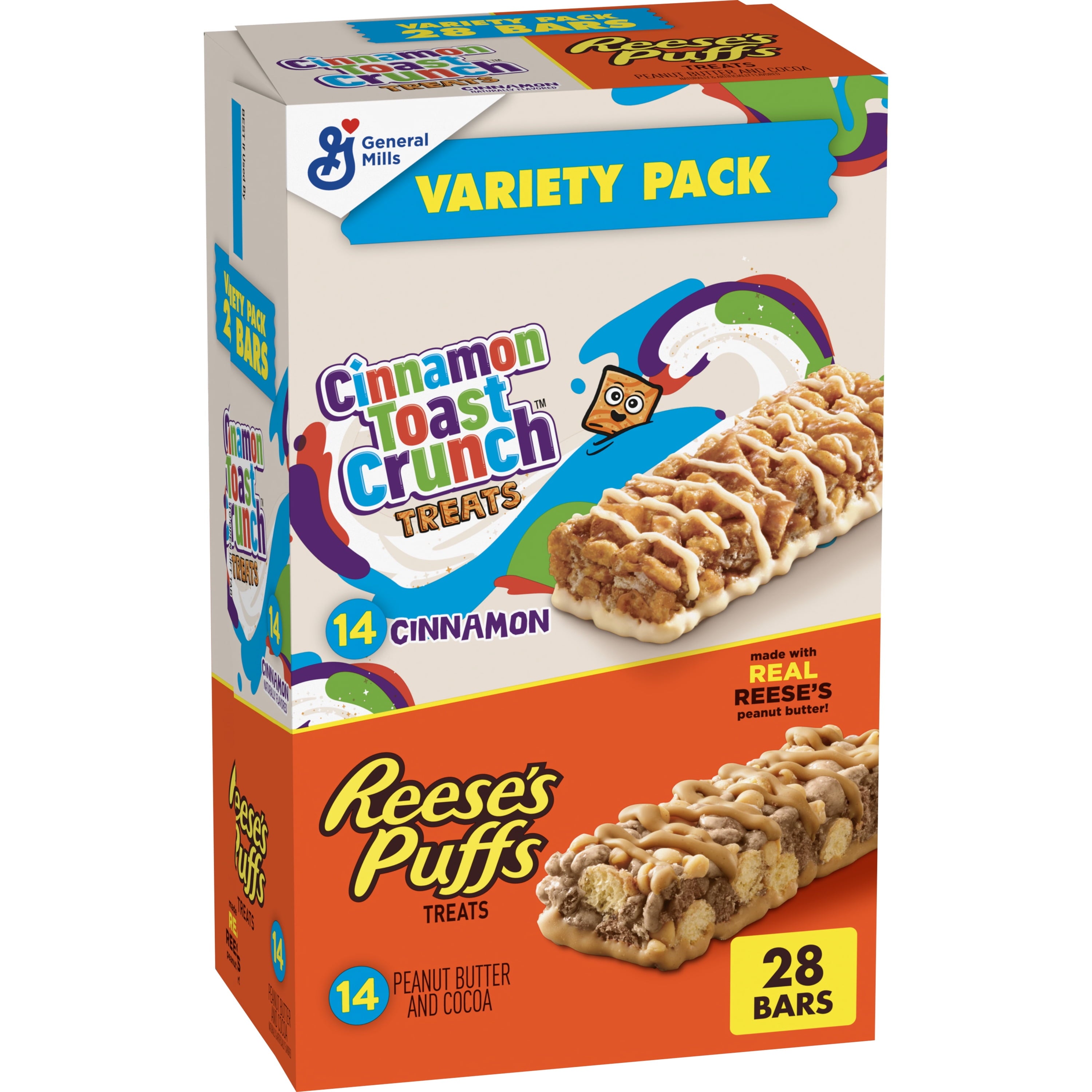 Reese's Puffs Cinnamon Toast Crunch Cereal Treat Bars Variety Pack, 28 ...