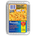 Reynolds Kitchens Aluminum Food Storage Containers with Oven-Safe Lids, 8 x 5.38 Inch, 5 Count