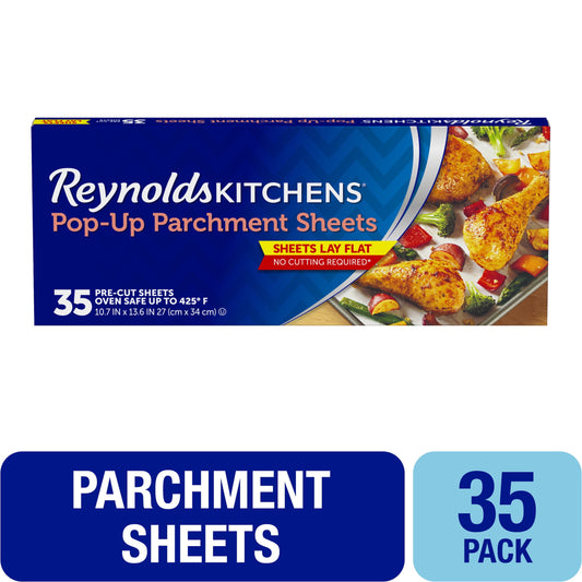 Reynolds Kitchens Pop-Up Parchment Paper Sheets, 10.7x13.6 Inch, 35 Count