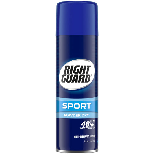 Right Guard Sport Antiperspirant Deodorant Aerosol Spray, Powder Dry, 6 oz