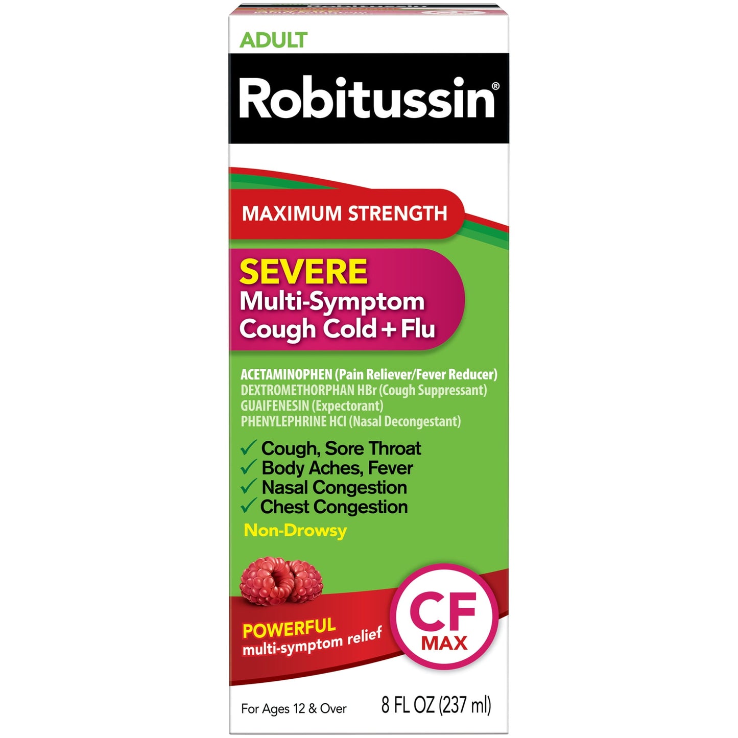 Robitussin Adult Max Strength Severe Cough Cold and Flu Medicine, 8 Fl Oz