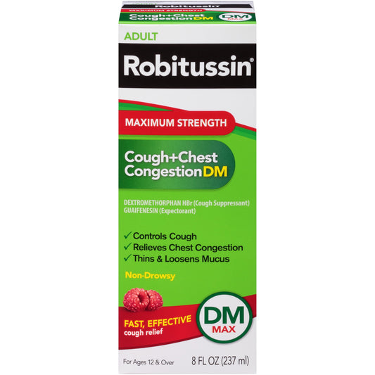 Robitussin Max Strength Non-Drowsy Cough Congestion DM and Cold Medicine, 8 Fl Oz