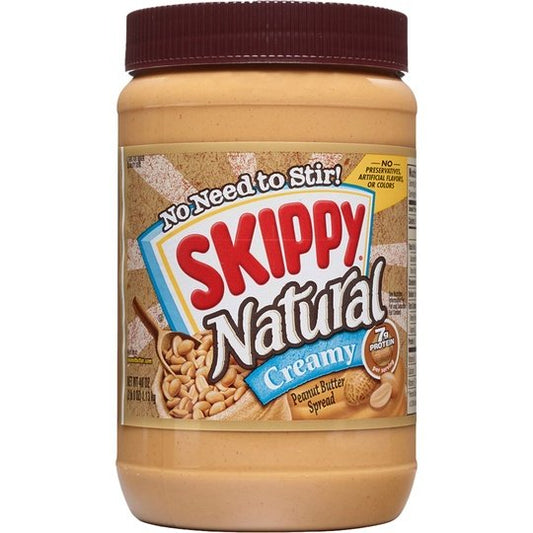 SKIPPY Natural Creamy Peanut Butter Spread, 7 g Protein Per Serving, Plastic Jar 40 oz