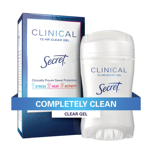 Secret Clinical Strength Clear Gel Antiperspirant and Deodorant, Completely Clean, 1.6 oz