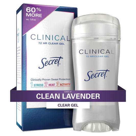 Secret Clinical Strength Invisible Solid Antiperspirant and Deodorant for Women, Clean Lavender, 2.6 oz