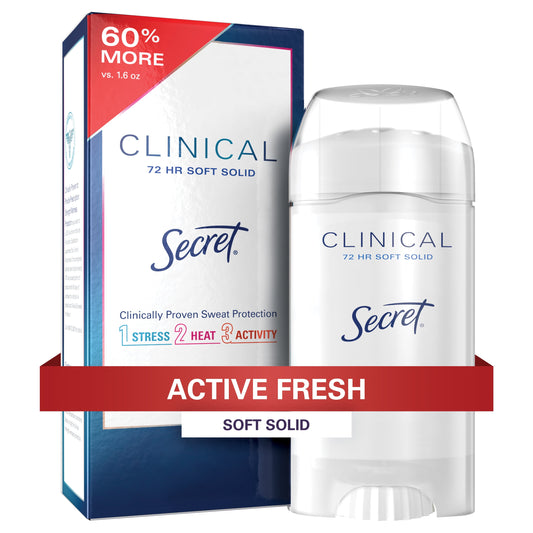 Secret Clinical Strength Soft Solid Antiperspirant and Deodorant for Women, Active Fresh, 2.6 oz