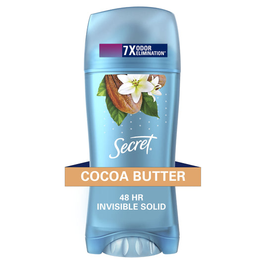 Secret Fresh Antiperspirant Deodorant Invisible Solid, Cocoa Butter, 2.6 oz