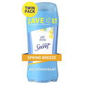 Secret Invisible Solid Antiperspirant and Deodorant, Spring Breeze, Twin Pack, 2.6 oz each