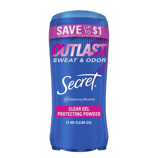 Secret Outlast Clear Gel Antiperspirant Deodorant, Protecting Powder, 2.6 oz, 2 Pack