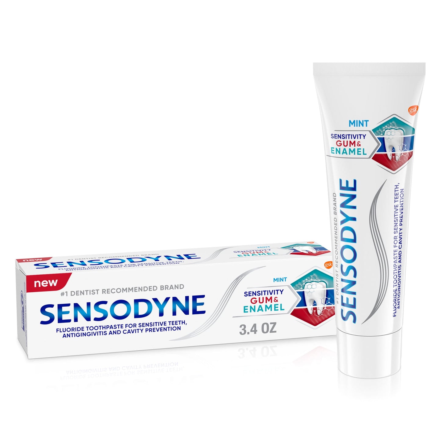 Sensodyne Enamel Fluoride & Gum Sensitive Toothpaste, Mint Flavor, 3.4 Oz