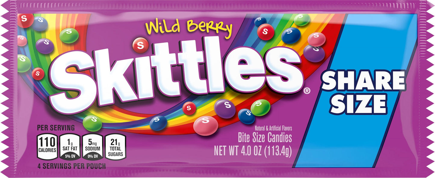 Skittles Wild Berry Gummy Candy, Share Size - 4 oz Bag