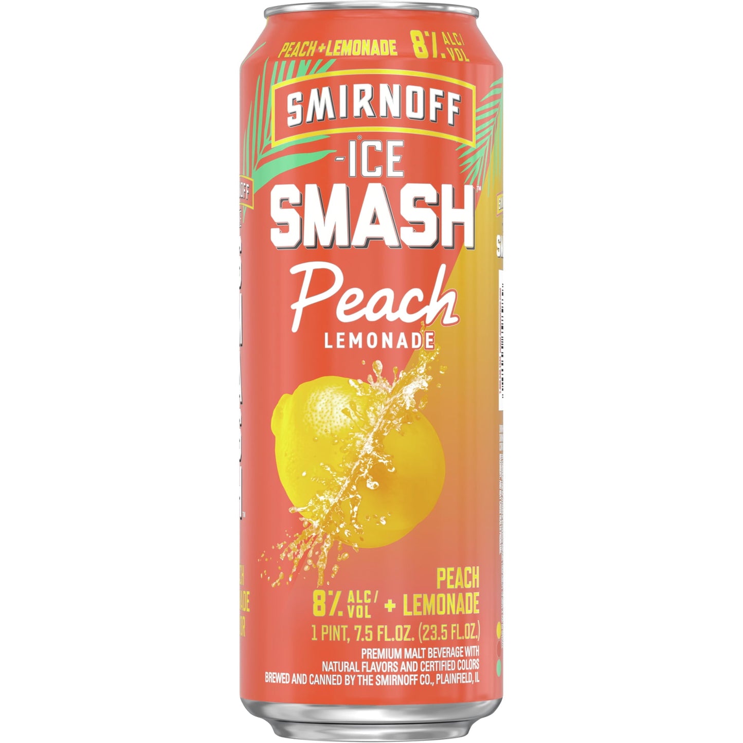Smirnoff Ice Smash Peach Lemonade, 23.5oz Single Can, 8% ABV