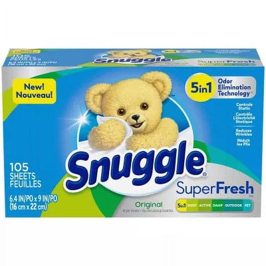 Snuggle Plus SuperFresh Fabric Softener Dryer Sheets with Static Control and Odor Eliminating Technology, Original, 105 Count