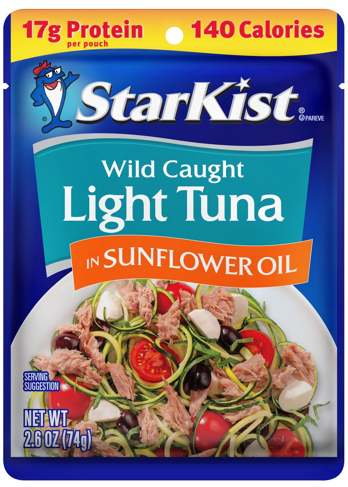 StarKist Chunk Light Tuna in Sunflower Oil, 2.6 oz Pouch