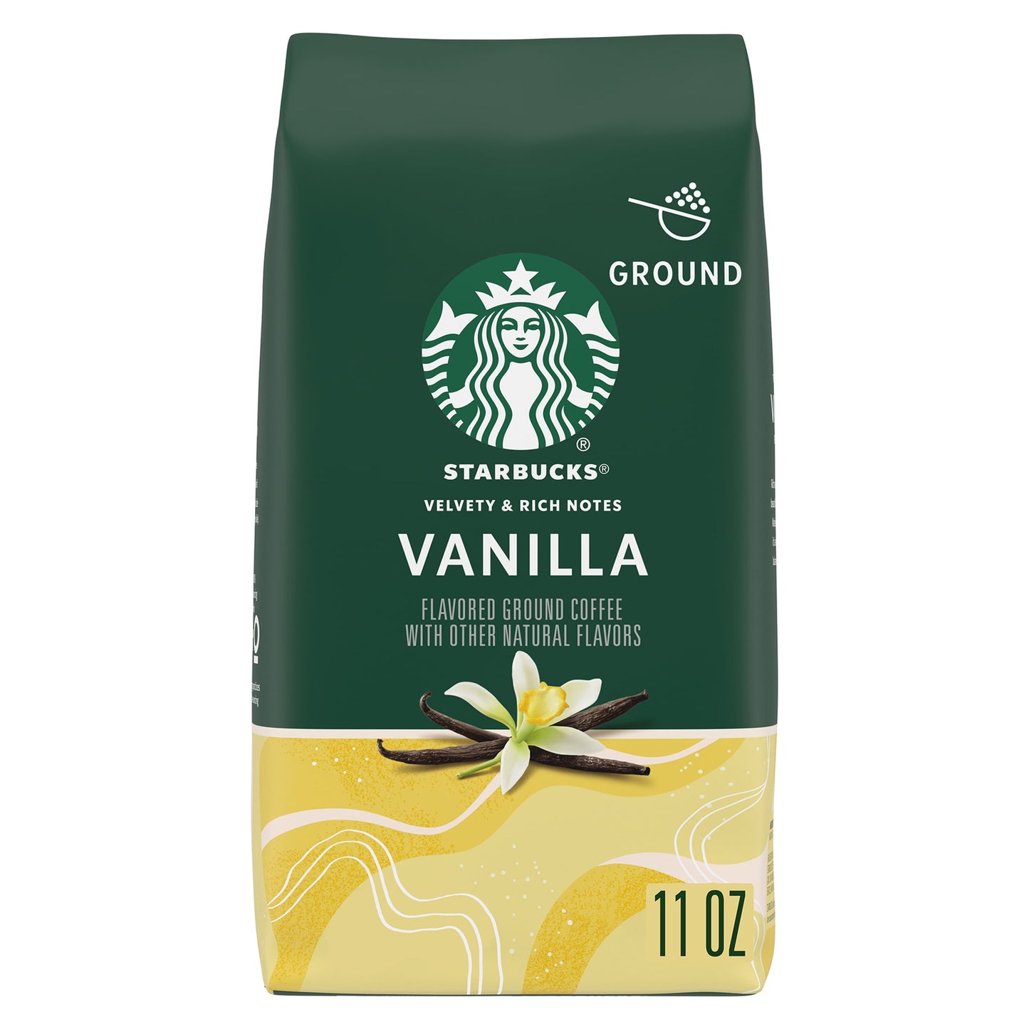 Starbucks Arabica Beans Vanilla, Light Roast, Ground Coffee, 11 oz