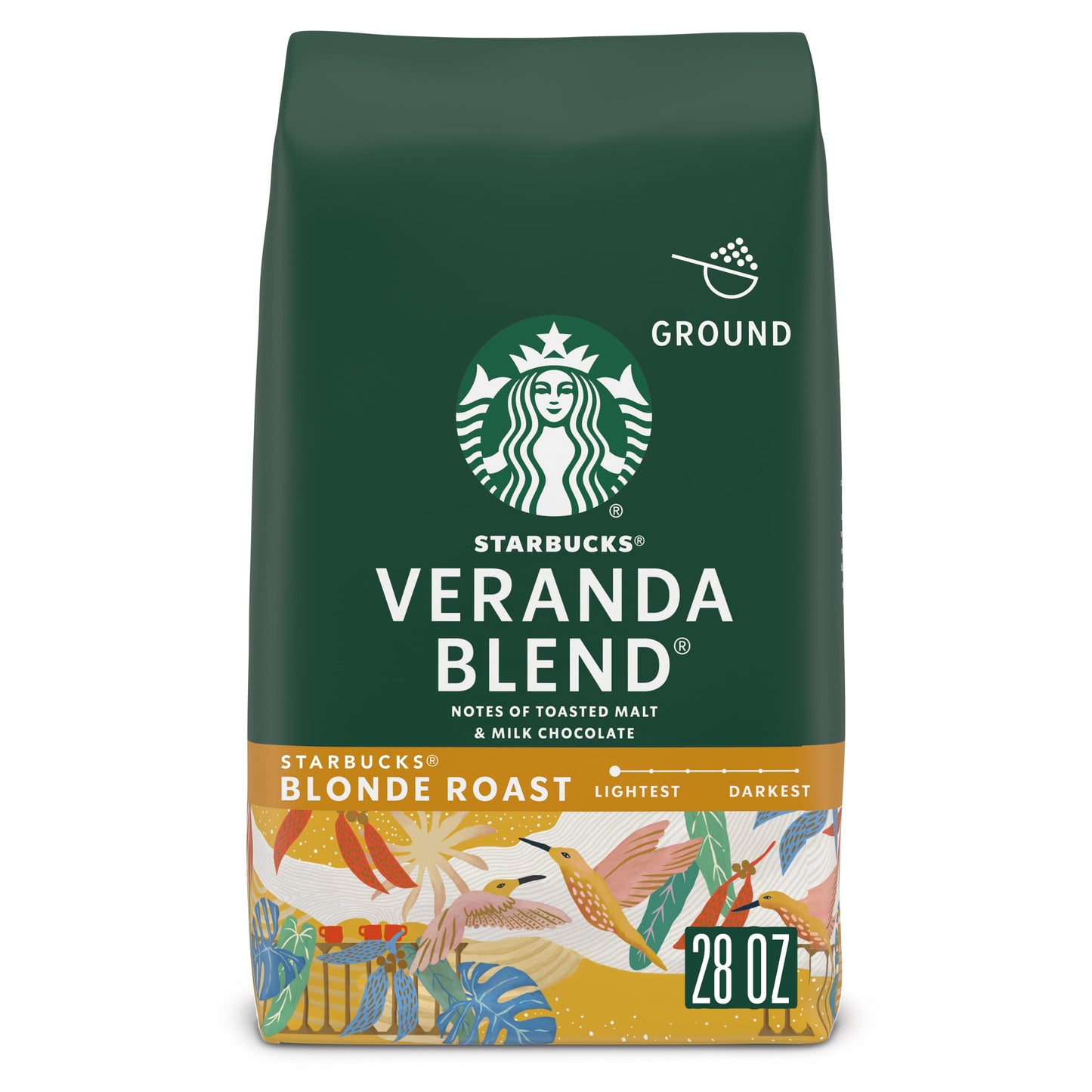 Starbucks Arabica Beans Veranda Blend, Blonde Roast, Ground Coffee, 28 oz