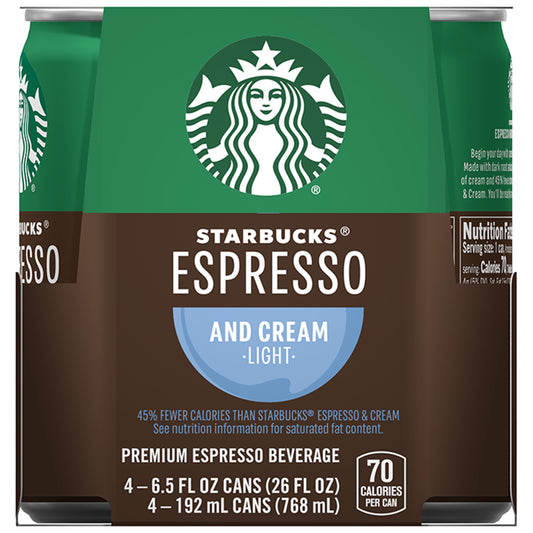 Starbucks Doubleshot Espresso & Cream Light, 6.5 Fl. oz., 4 Count