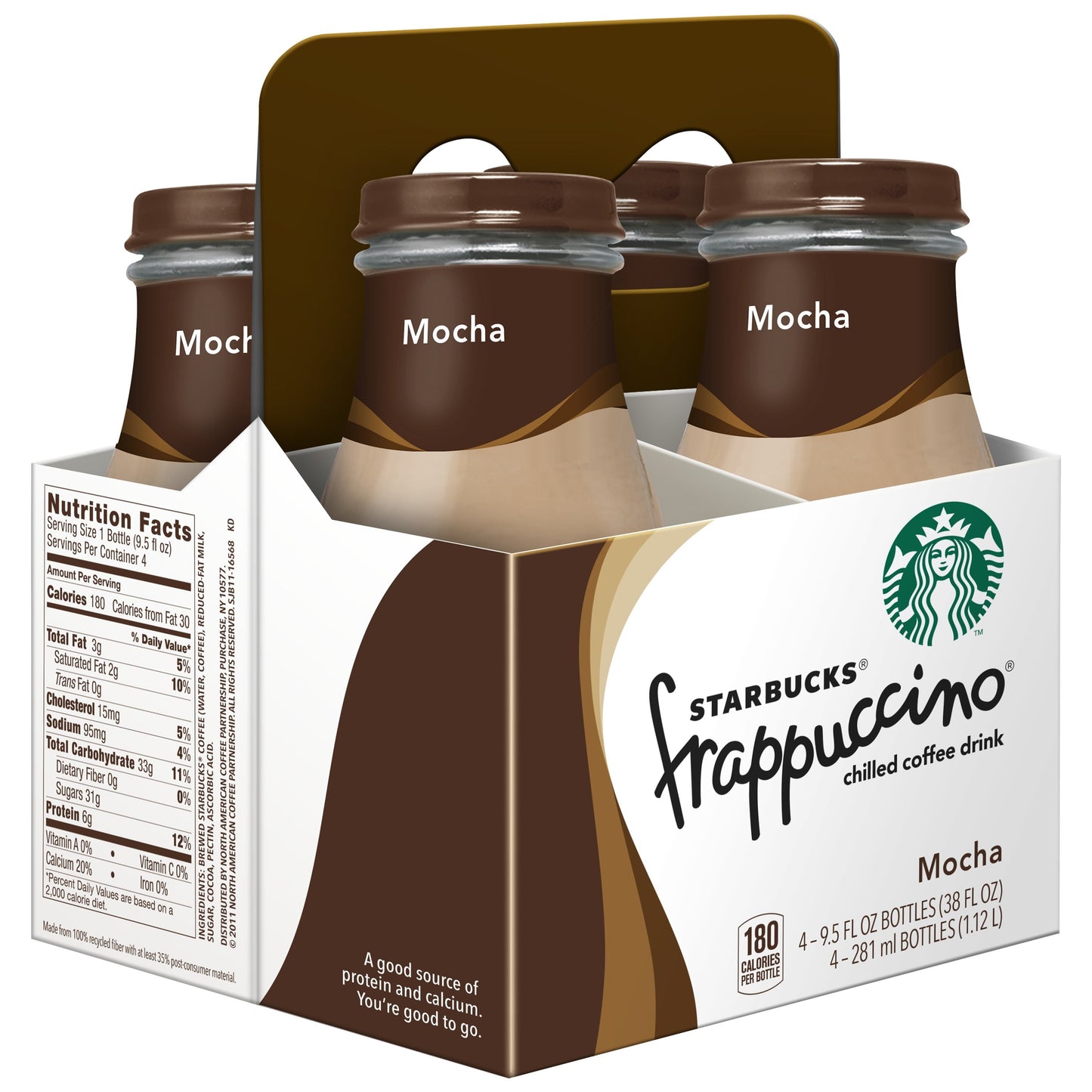 Starbucks Frappuccino Mocha Iced Coffee, 9.5 oz, 4 Pack Bottles