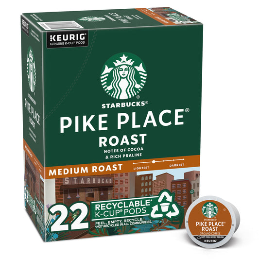 Starbucks Pike Place Roast, Medium Roast Keurig K-Cup Coffee Pods, 22 Count