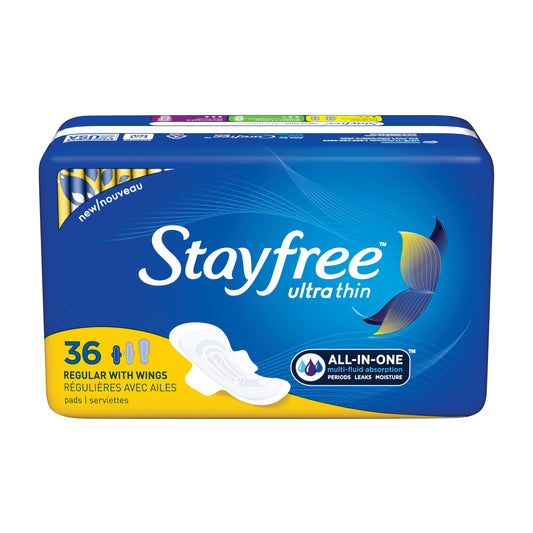 Stayfree Ultra Thin Pads with Wings, Unscented, Regular, 36 Ct