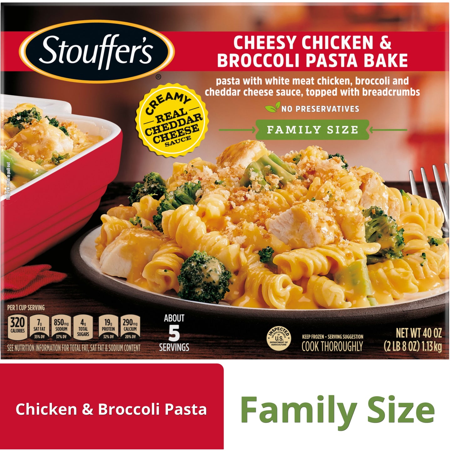 Stouffer's Chicken and Broccoli Pasta Bake Family Size Frozen Meal, 40 oz (Frozen)