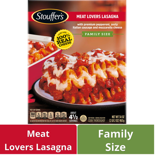 Stouffer's Meat Lovers Lasagna Family Size  Frozen Meal, 34 oz (Frozen)