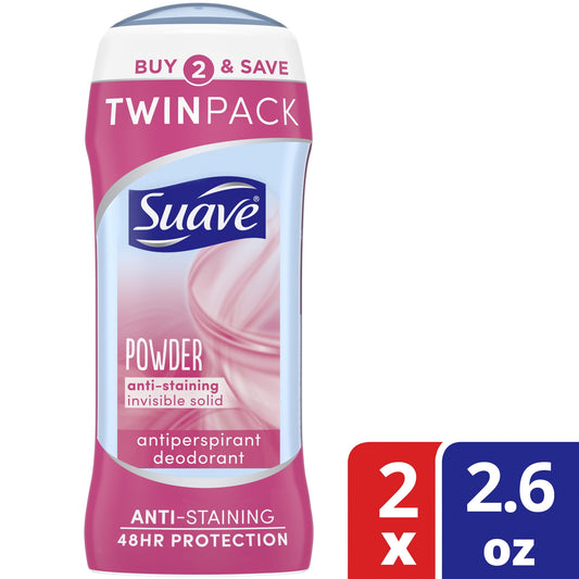 Suave Deodorant Antiperspirant & Deodorant Womens 48-Hour Odor and Wetness Protection, 2.6oz 2 Pack
