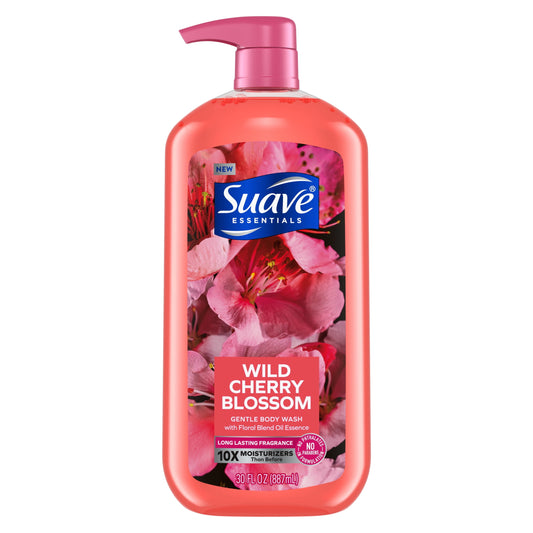 Suave Essentials Gentle Liquid Body Wash, Wild Cherry Blossom, 30 oz