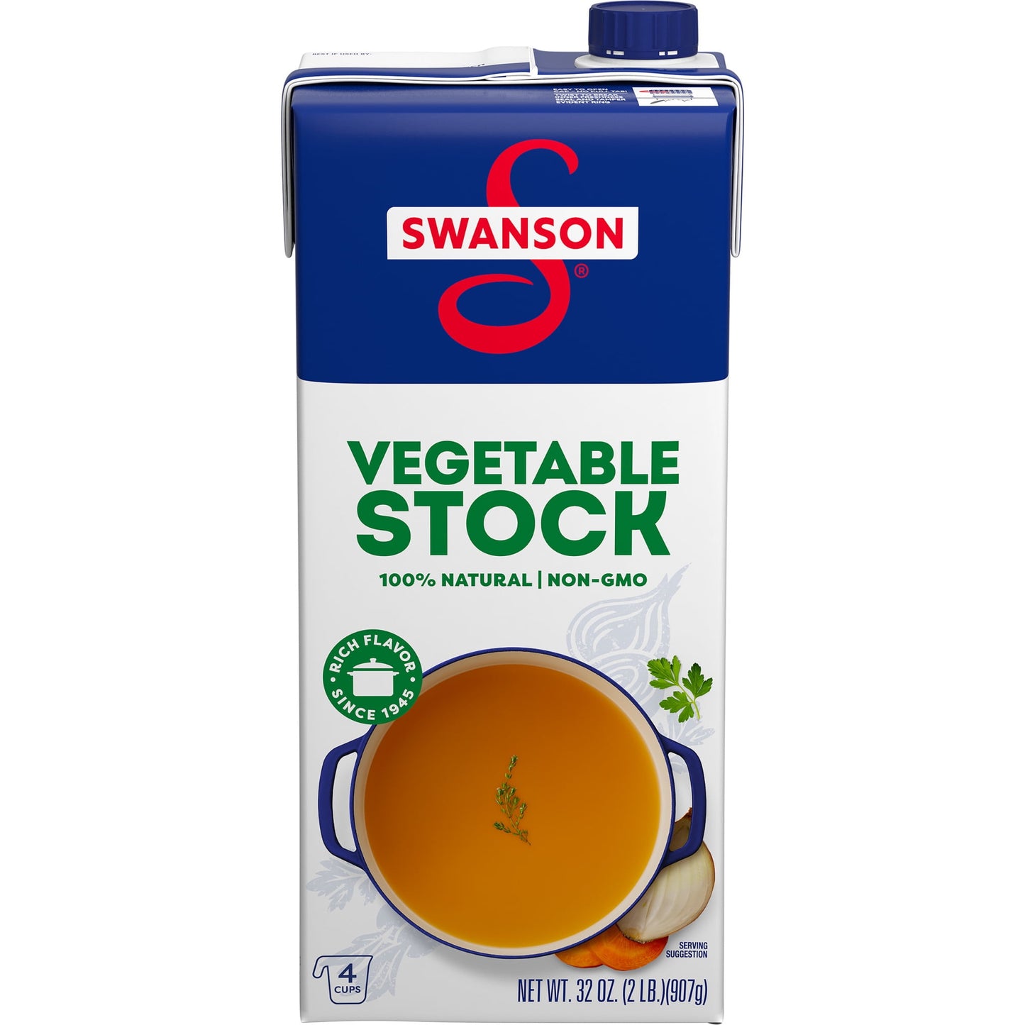 Swanson 100% Natural, Gluten-Free Vegetable Stock, 32 oz Carton