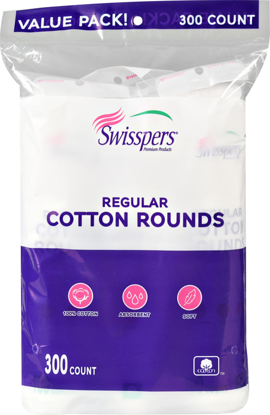 Swisspers 100% Cotton Rounds Value Pack, 300 Count