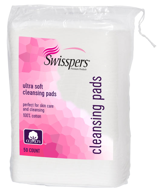 Swisspers Premium 100% White Cotton Cleansing Pads, 50 Count