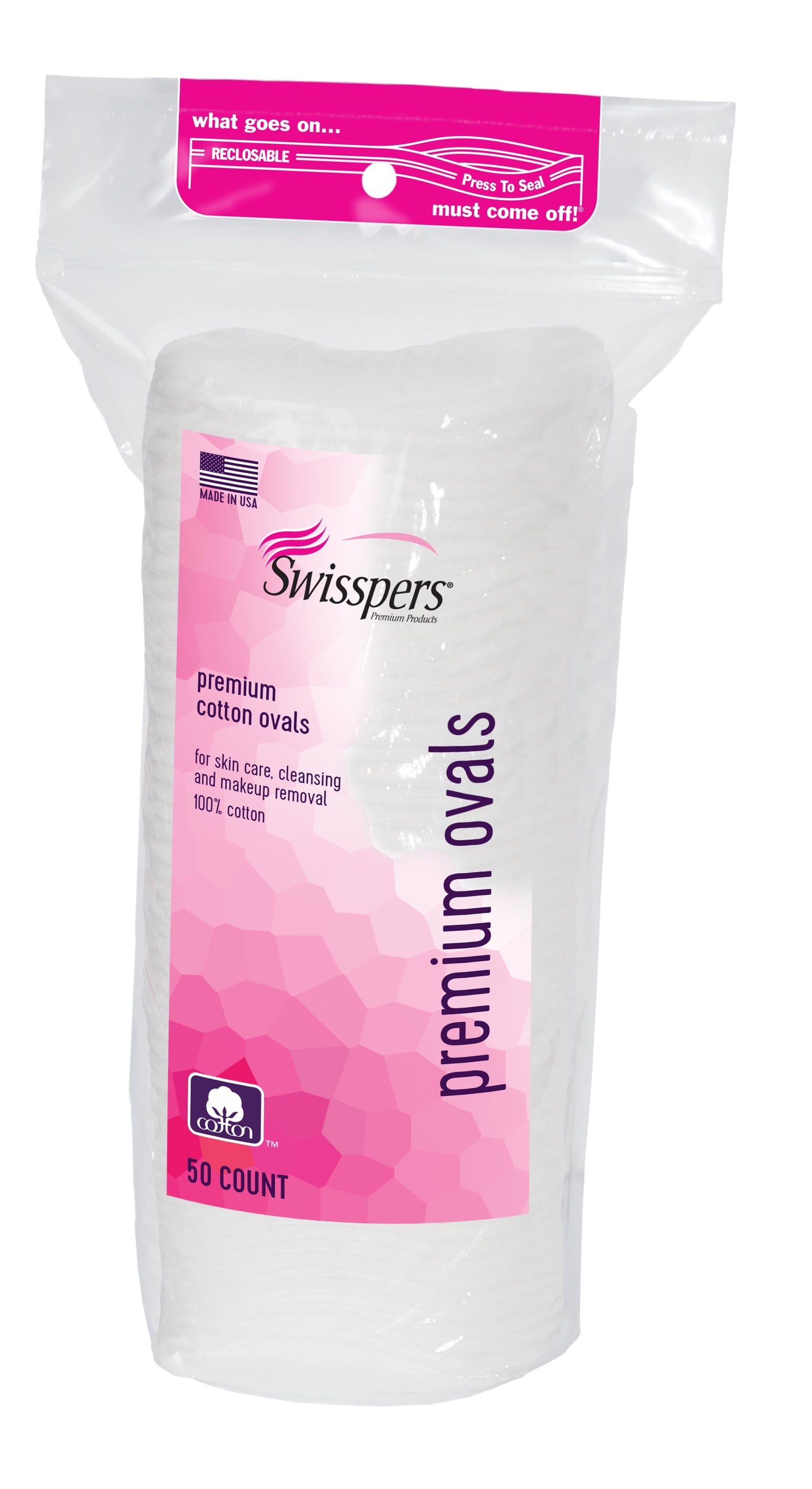 Swisspers Premium Cotton Oval Pads 50ct