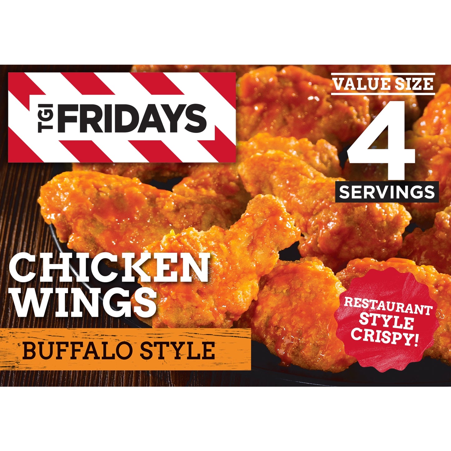 TGI Fridays Frozen Appetizers Buffalo Style Chicken Wings, 25.5 oz Box Jumbo