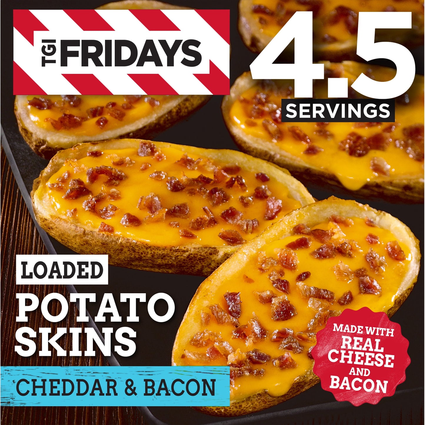 TGI Fridays Loaded Cheddar & Bacon Potato Skins Frozen Snacks & Appetizers, 13.5 oz Box Regular