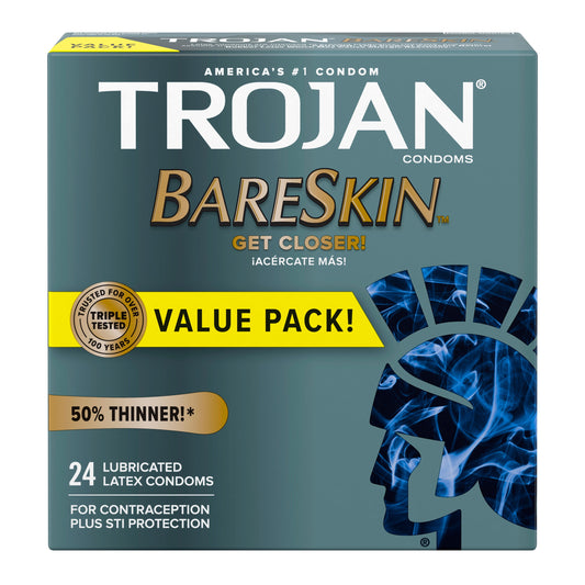 TROJAN BareSkin Lubricated Thin Condoms, 24 Count Value Pack