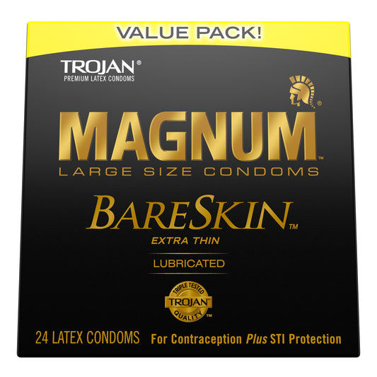 TROJAN Magnum BareSkin Lubricated Large Condoms, Lubricated Condoms, 24 Count Value Pack