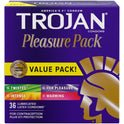 TROJAN Pleasure Pack Assorted Condoms, Lubricated Condoms Value Pack, 36 Count