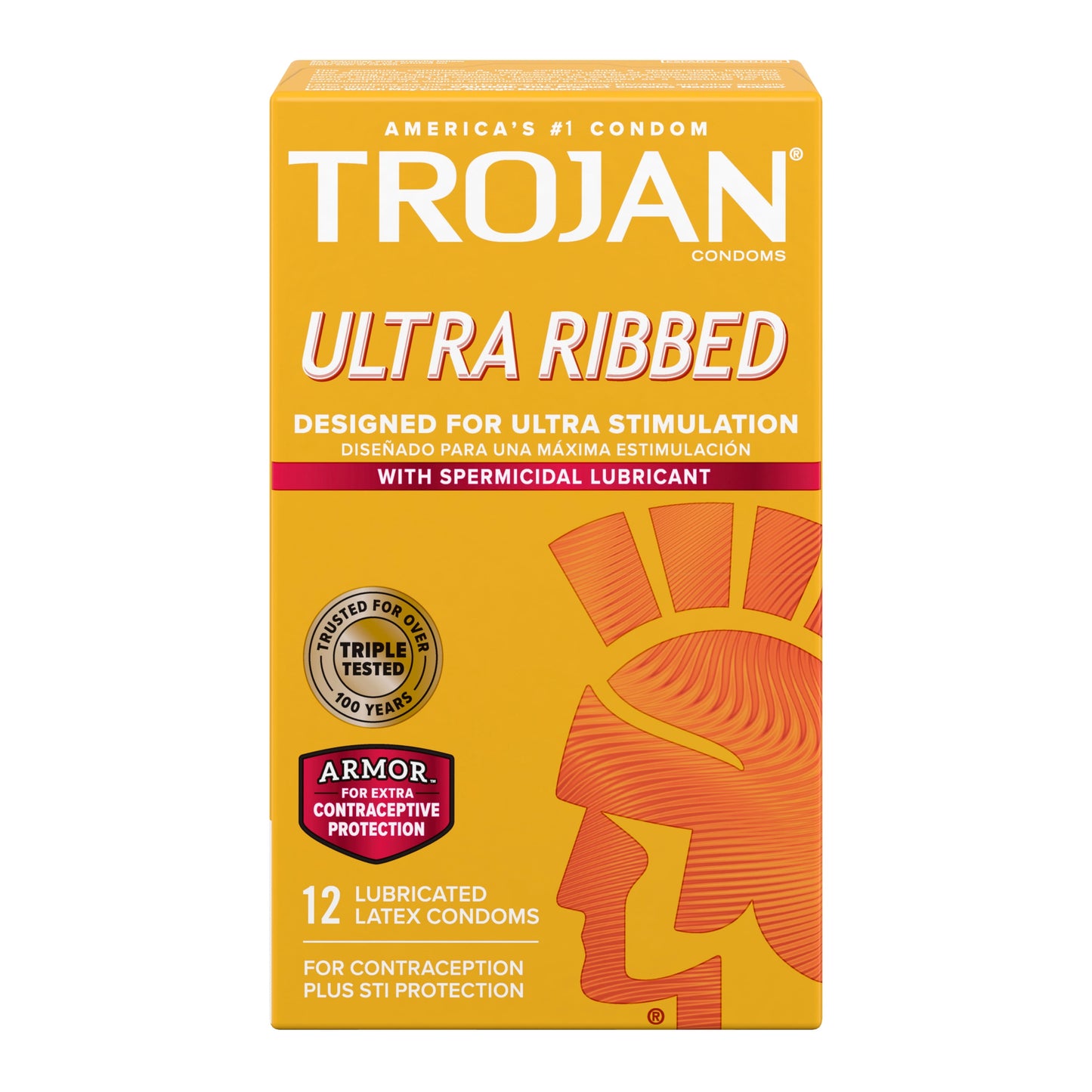 TROJAN Stimulations Ultra Ribbed Spermicidal Lubricated Condoms, 12 Count