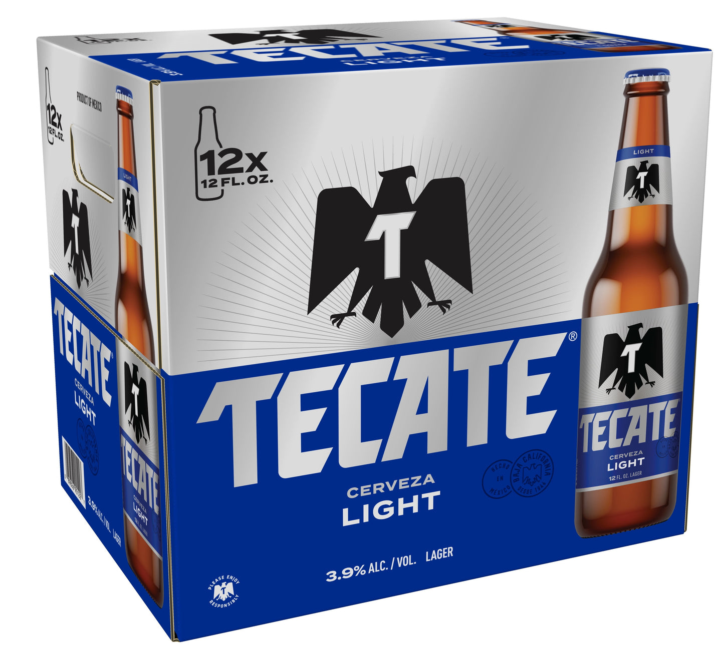 Tecate Light Mexican Lager Beer, 12 Pack, 12 fl oz Bottles, 3.9% Alcohol by Volume