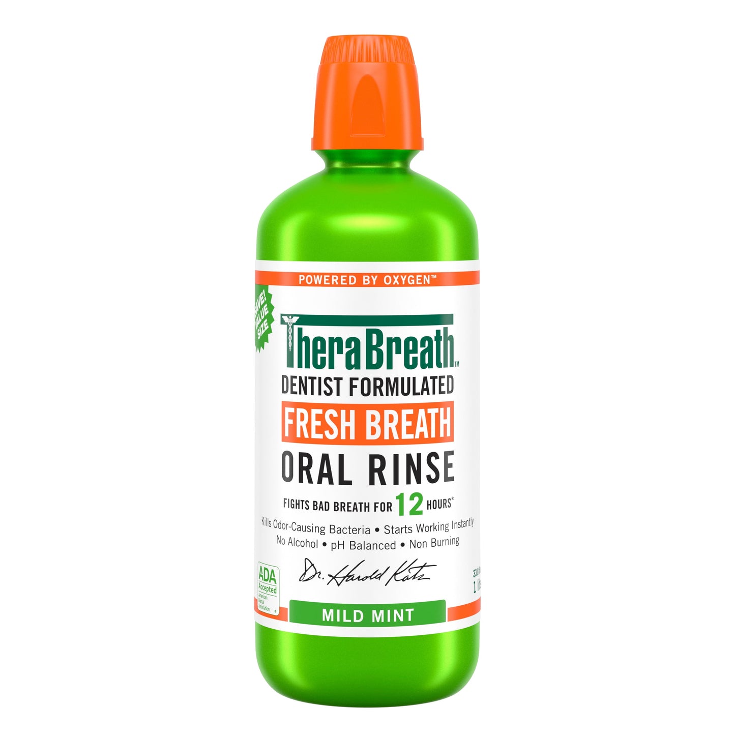 TheraBreath Fresh Breath Mouthwash, Mild Mint, Alcohol-Free, 1 Liter