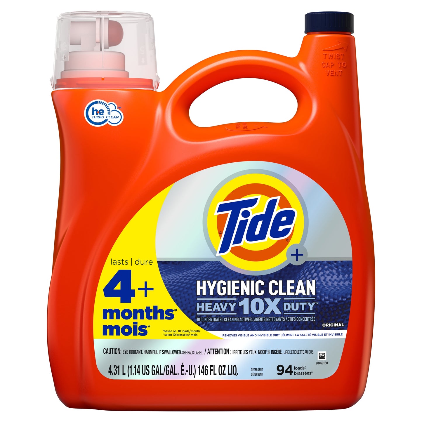 Tide Laundry Detergent Liquid 2X Low Suds Original HD Hygienic Clean, 146 fl oz